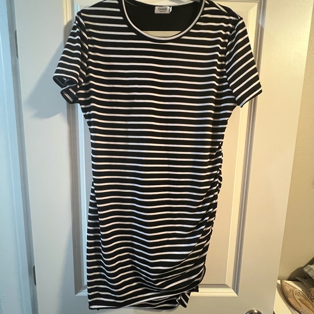 Black and white striped dress